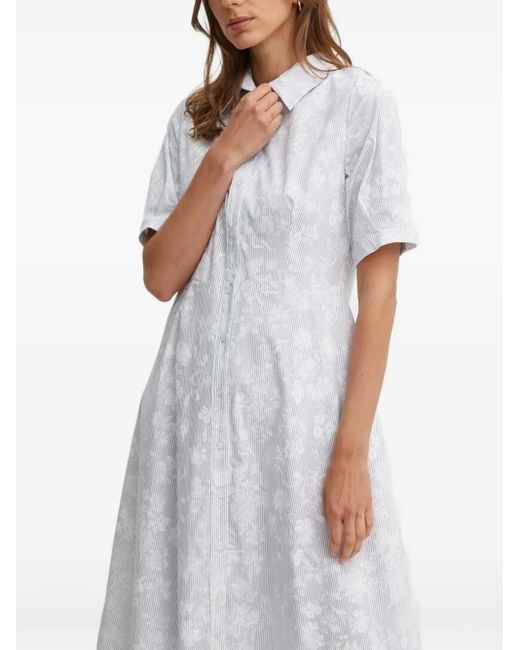 Sandro Ferrone White Floral-Print Shirt Dress