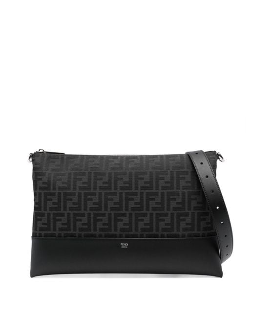 Fendi Black Ff Pattern Shoulder Bag for men