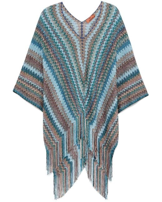 Missoni Blue Zigzag-Woven Poncho