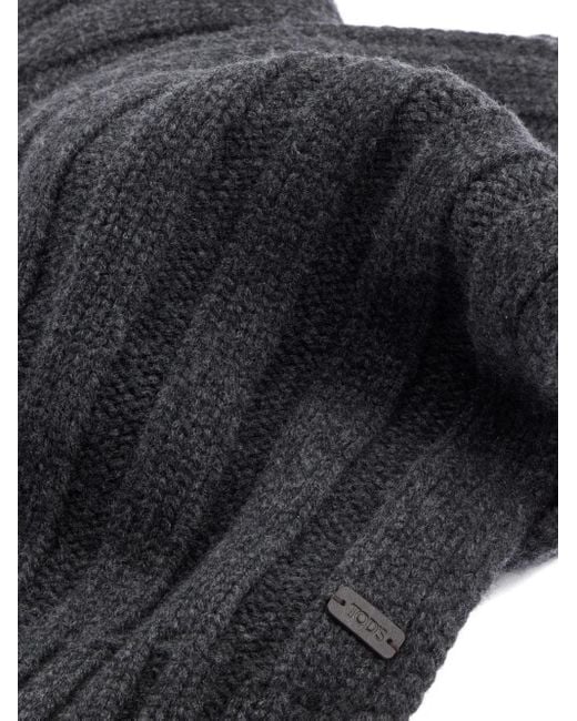 Tod's Black Ribbed-Knit Scarf for men