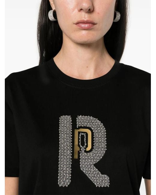 Rabanne Black Bead-Embellished Cotton T-Shirt