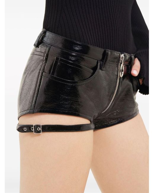 Courreges Black Cut-out Zip-up Mini Shorts