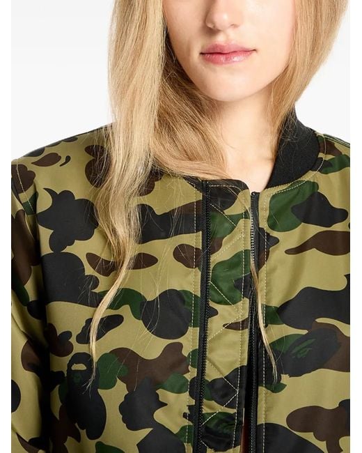 A Bathing Ape Green Zip-Up Bomber Jacket