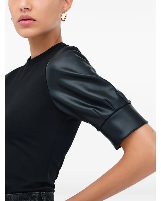 MARCELLA Black Trove Puff-Sleeve Top