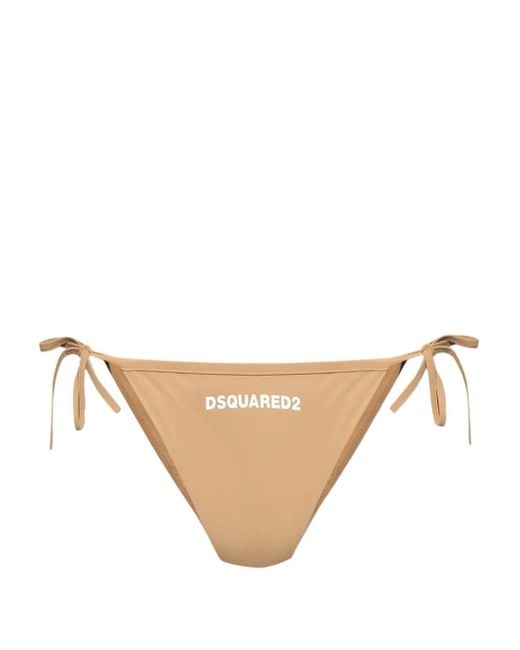 DSquared² Natural Logo-Print Bikini Bottoms