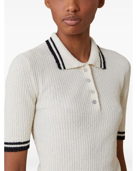 Pennyblack White Ribbed-Knit Polo Top