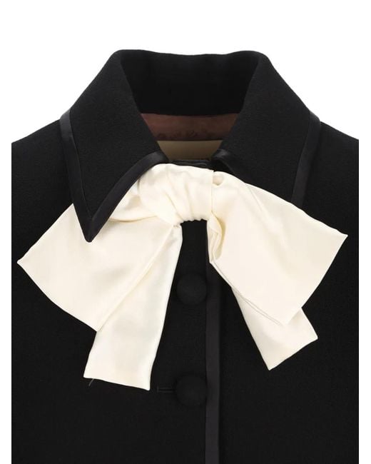 Valentino Garavani Black Bow-Embellishment Button-Fastening Wool Jacket