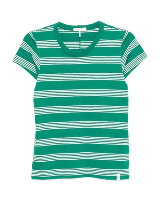 Rag & Bone The Slub Gestreept T-Shirt in het Green