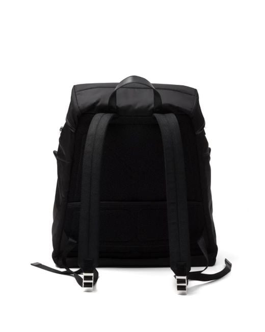 Prada Re-Nylon Rucksack Mit Lederbesatz in Black für Herren
