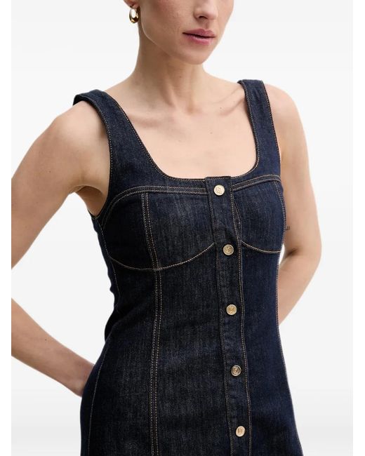 GAUDI Black Button-Down Sleeveless Denim Mini Dress