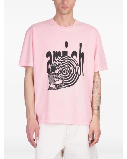 T-Shirt À Imprimé Graphique AMISH pour homme en coloris Pink
