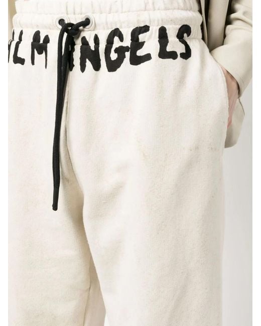 Palm Angels White Logo-print Cotton Track Pants for men