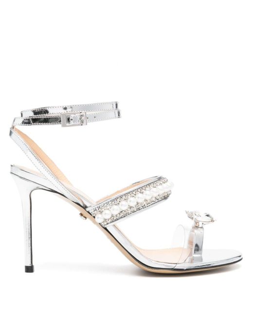 Mach & Mach White 90mm Crystal-embellished Sandals
