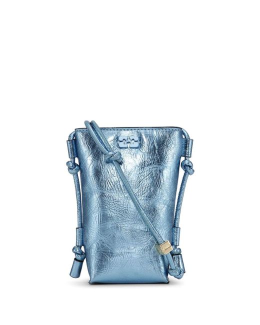 Ganni Blue Metallic Crossbody Bag