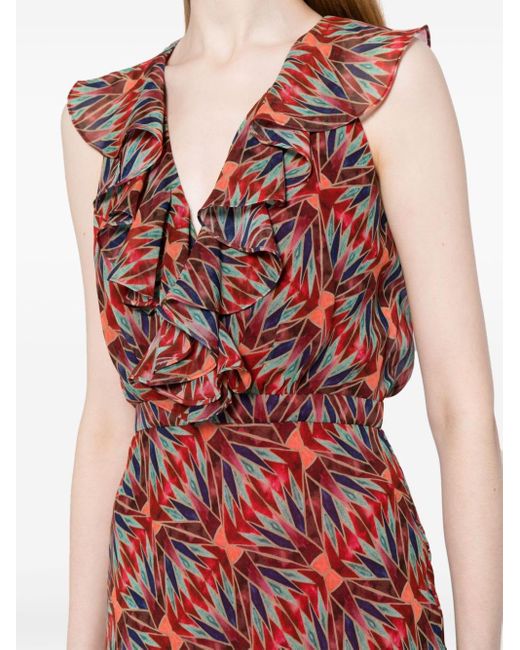 Saloni Red Rita Kleid mit geometrischem Muster