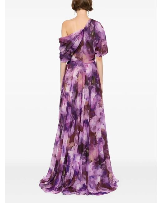 Amsale Purple Kleid Mit Print