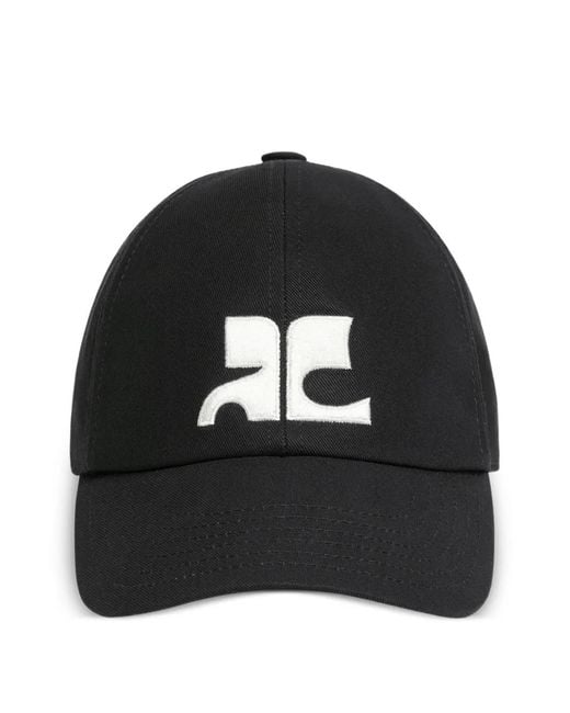 Courreges Black Ac Logo-Embroidered Cap