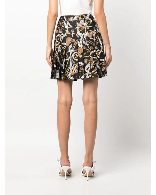 Moschino Black Knife-Pleat Silk A-Line Skirt