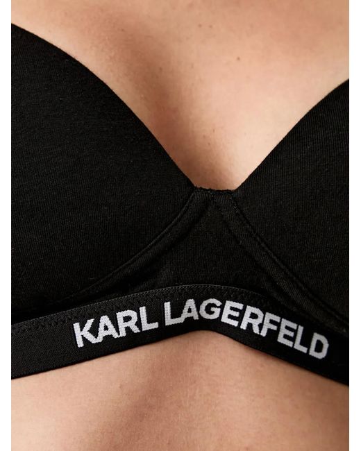 Karl Lagerfeld Black Logo-Tape Padded Bra