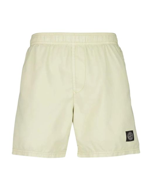 Stone Island B100B09 Badeshorts mit Logo-Patch in Natural für Herren