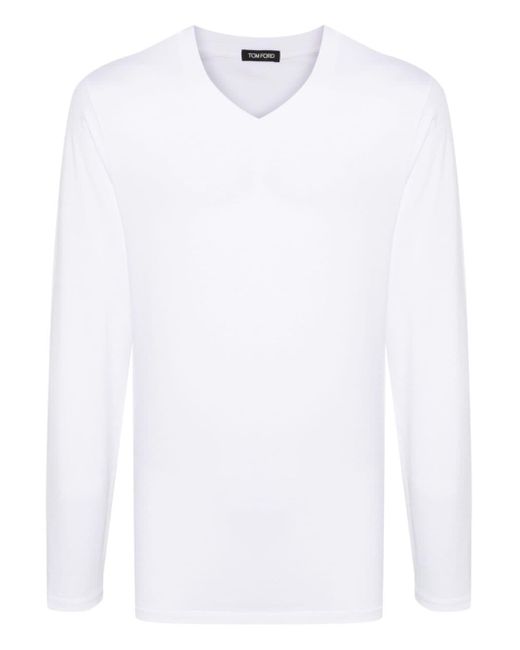 T-shirt a maniche lunghe di Tom Ford in White da Uomo