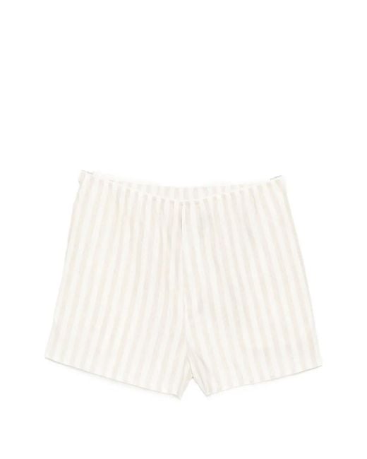 Bambah White Pinstripe Linen Short