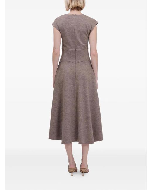Jonathan Simkhai Brown Cowl-Neck Flared Dress