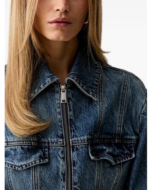 Gestuz Blue Zip-Up Denim Jacket