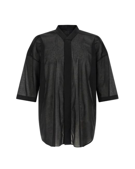 Rick Owens Black Jumbo Faun High-Neck Short-Sleeve Shirt for men