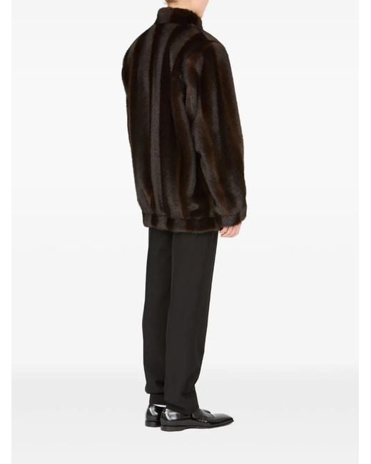 MM6 by Maison Margiela Black Faux Fur Turtleneck Jacket