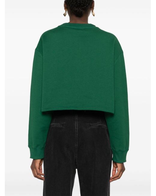Lanvin Green Curb Embroidered Cropped Sweatshirt