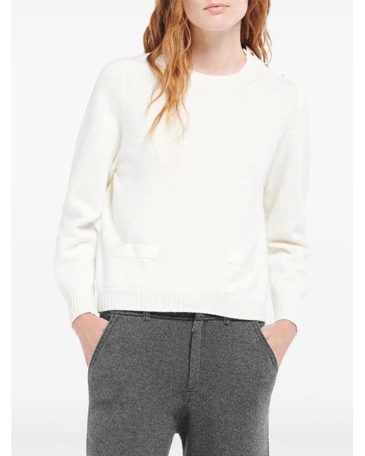Barrie White Ribbon-Detail Wool Sweater