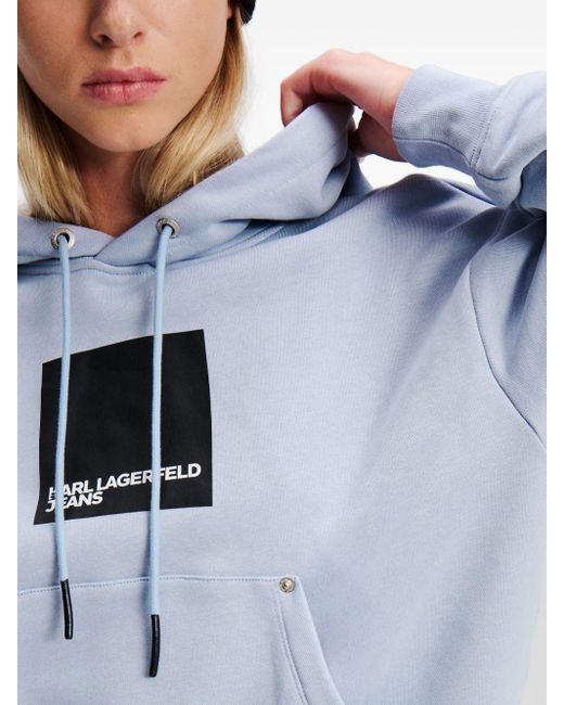 Karl Lagerfeld Box Logo Patch Hoodie in Blue Lyst