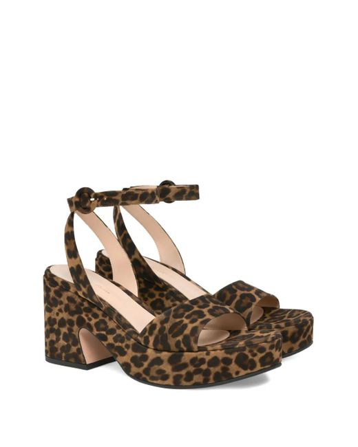 Gianvito Rossi Metallic Alma Leopard-Print Platform Sandals