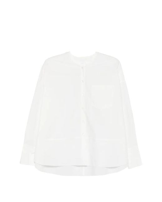 Susanne Bommer White Chest-Pocket Loose-Fit Blouse