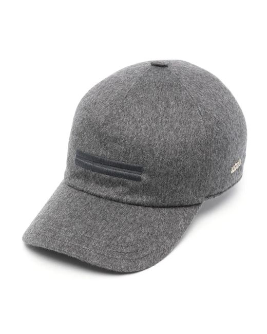 Zegna Gray Cashmere Baseball Cap for men