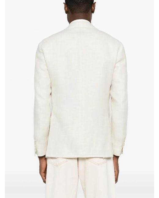 Lardini White Basket-Weave Single-Breasted Blazer for men
