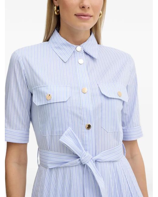 Fracomina Blue Striped Belted Midi Dress