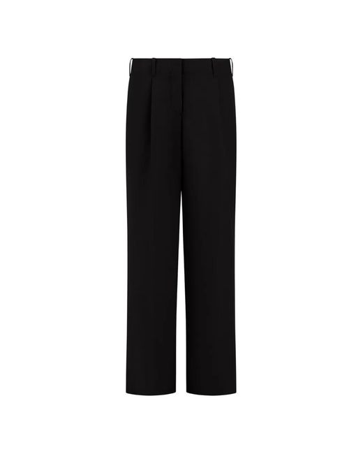 Herno Black Pleated Twill Tailored Trousers
