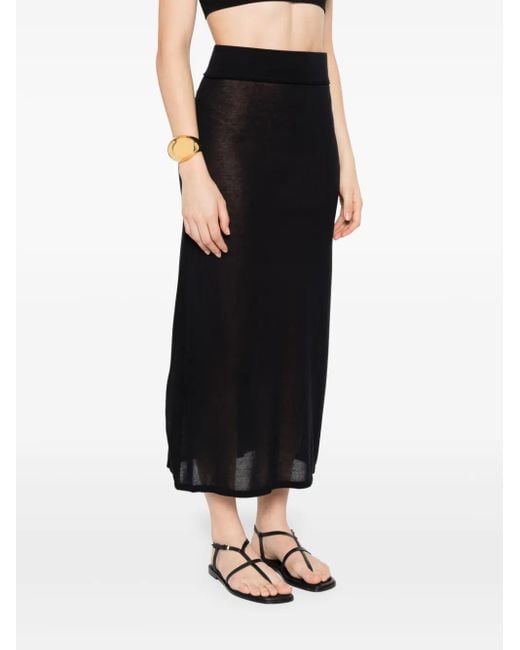 Totême  Black Knitted Long Skirt