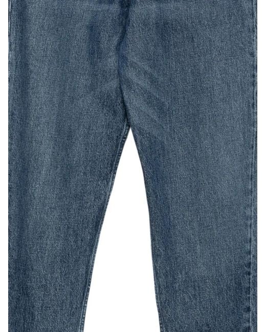 MSGM Blue Logo-Patch Wide-Leg Jeans