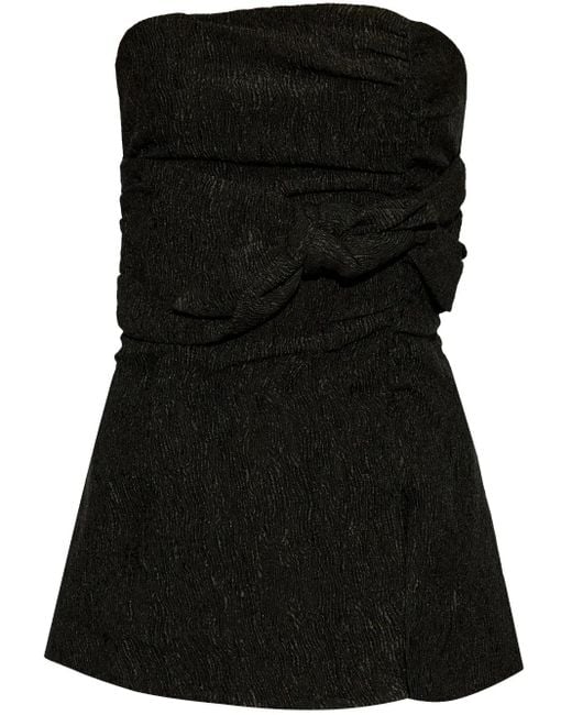 Ganni Black Knot-Detailing Strapless Top