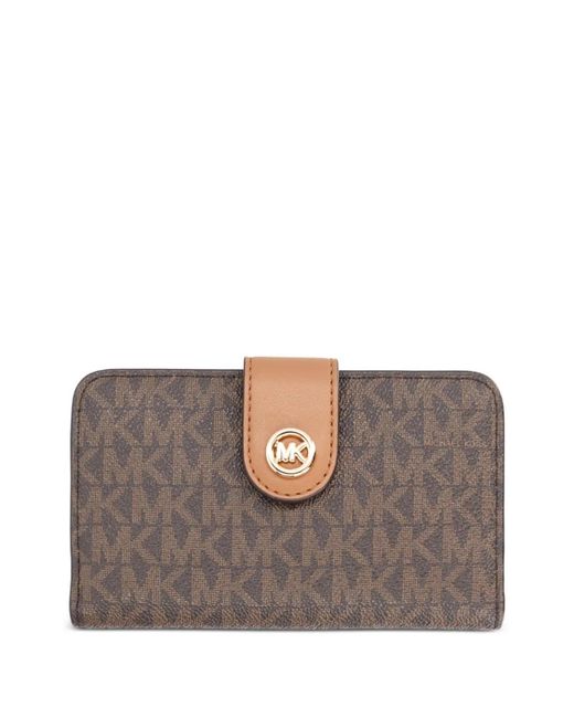 MICHAEL Michael Kors Gray Medium Monogram-Print Logo-Plaque Wallet
