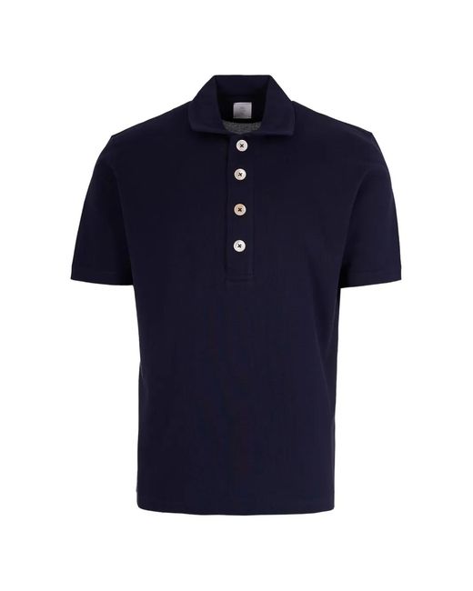 Eleventy Blue Buttoned Short-Sleeve Polo Shirt for men