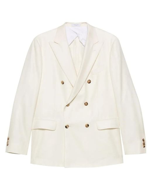 Boglioli White Double-Breasted Blazer for men