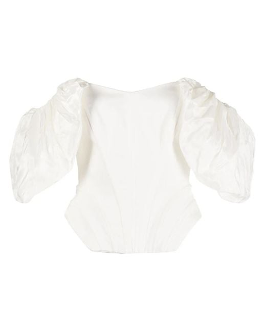 V:PM ATELIER White Off-Shoulder Puff Sleeve Blouse