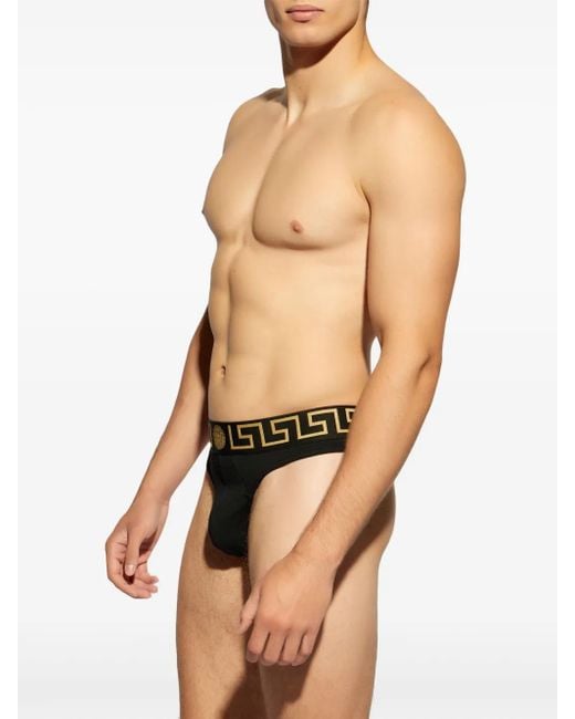 Versace Black Cotton Thong Panties for men