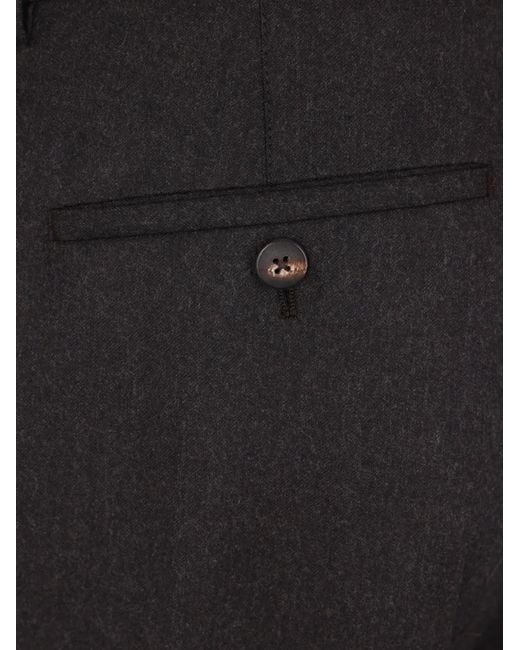 Caruso Black Pressed-Crease Wool Trousers for men