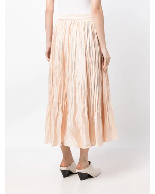 Jonathan Simkhai Pink Crinkled-Finish Pleated Midi Skirt