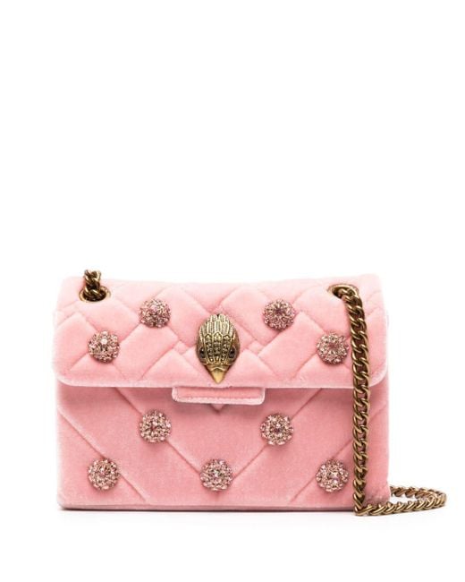 Kurt Geiger Pink Mini Kensington Velvet Crossbody Bag